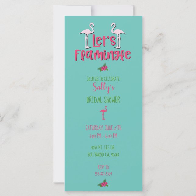 Bright Pink and Teal Let's Flamingle Bridal Shower (Front)