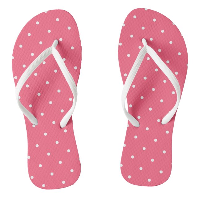 Bright Pink and white dots Flip Flops (Footbed)