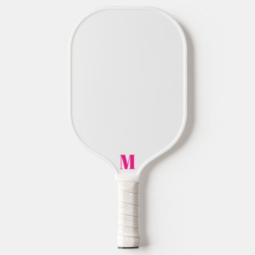 Bright Pink and White Modern Monogram Pickleball Paddle