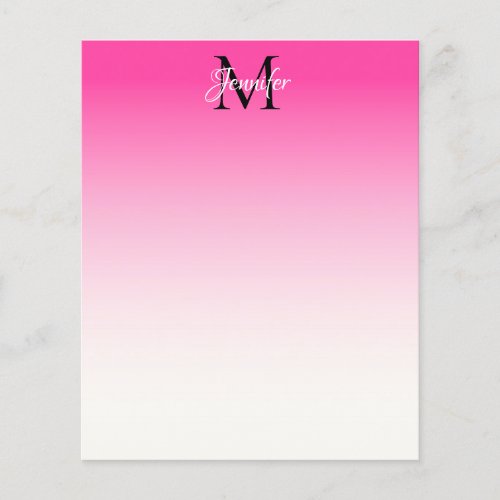 Bright Pink and White Ombre Monogram Stationery
