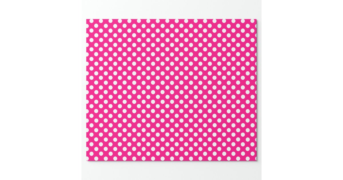 Bright Pink and White Polka Dot Wrapping Paper | Zazzle