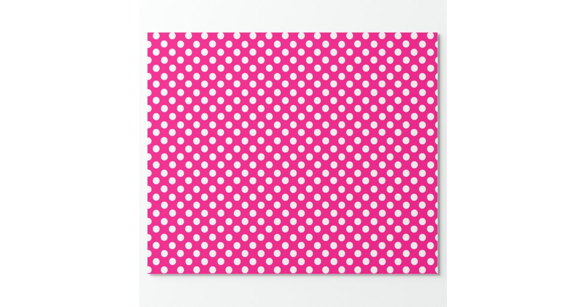 Bright Pink and White Polka Dot Wrapping Paper | Zazzle