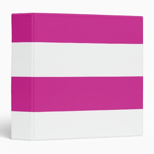 Bright Pink and White Simple Extra Wide Stripes 3 Ring Binder