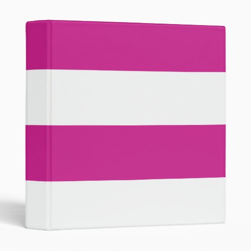 Bright Pink and White Simple Extra Wide Stripes 3 Ring Binder