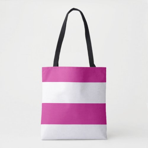 Bright Pink and White Simple Extra Wide Stripes Tote Bag