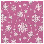 Bright Pink and Winter White Snowflake Pattern Fabric