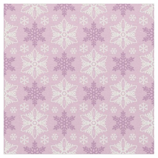 Bright Pink and Winter White Snowflake Pattern Fabric