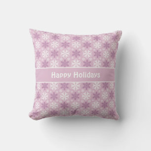 Bright Pink and Winter White Snowflake Pattern Throw Pillow