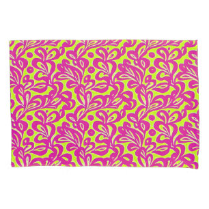 Bright Pink and Yellow Botanical Pillow Case