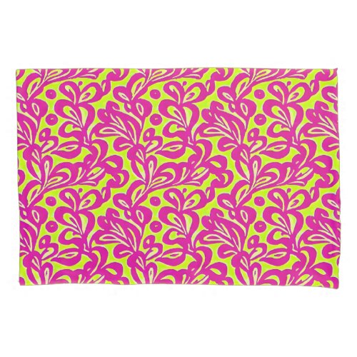 Bright Pink and Yellow Botanical Pillow Case