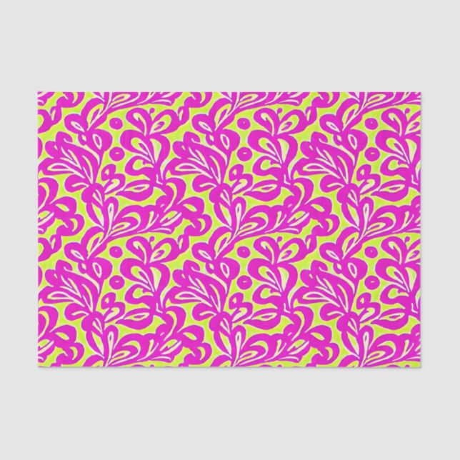 Bright Pink and Yellow Botanical Tissue Paper (Front)