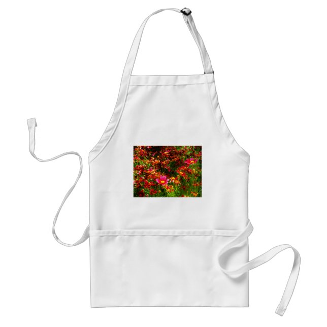 Bright pink and yellow Daisy Wild flowers Adult Apron (Front)