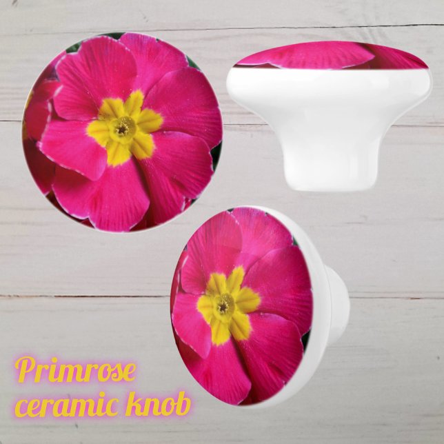 Bright Pink and Yellow Primrose Flower Ceramic Knob (Creator Uploaded)