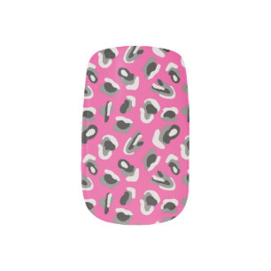 Bright Pink Animal Print Round Minx Nail Art