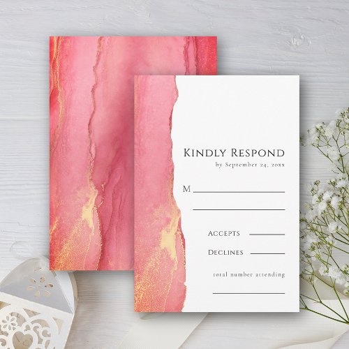 Bright Pink Art RSVP Wedding Response Card