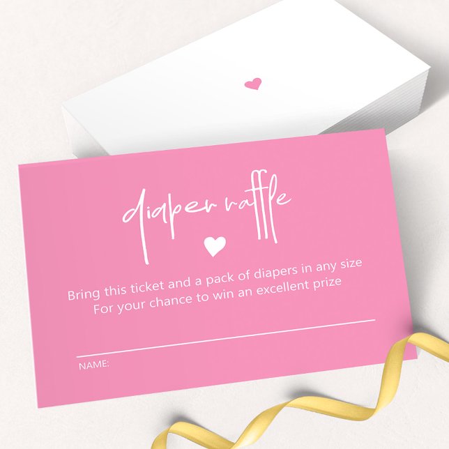  Bright Pink Baby Girl Shower Diaper Raffle Note Card (Creator Uploaded)