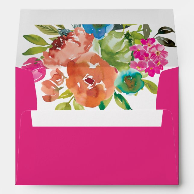 Bright Pink Baby in Bloom Floral Envelope (Back (Bottom))