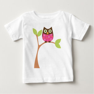 Bright Pink Baby Owl Baby T-Shirt