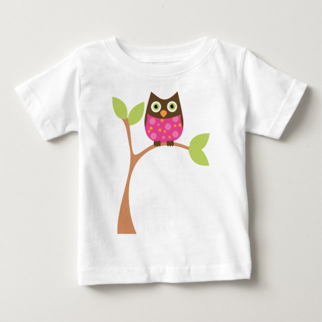 Bright Pink Baby Owl Baby T-Shirt (Front)