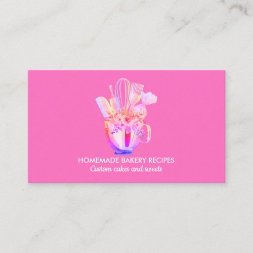 Bright Pink Bakery Cake Maker Cupcake Shop Business Card