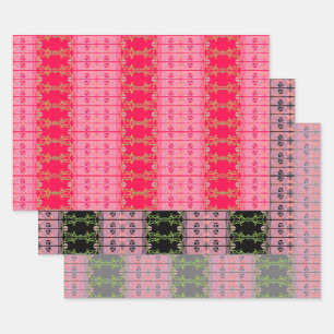 Bright Pink Black and Grey Wrapping Paper Sheets