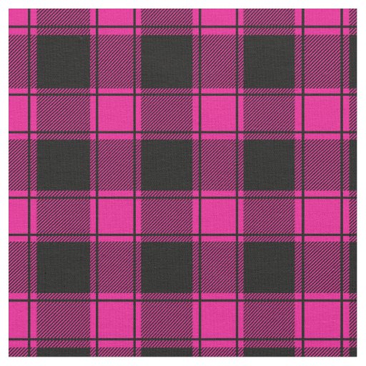 Bright Pink & Black Buffalo Plaid Fabric