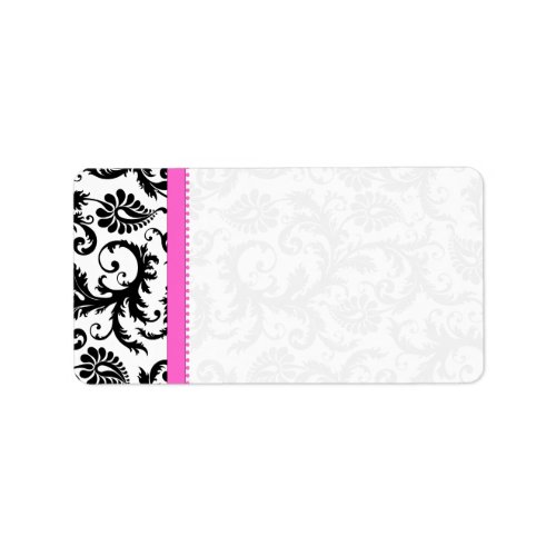 Bright Pink  Black Damask Dots Shipping Label