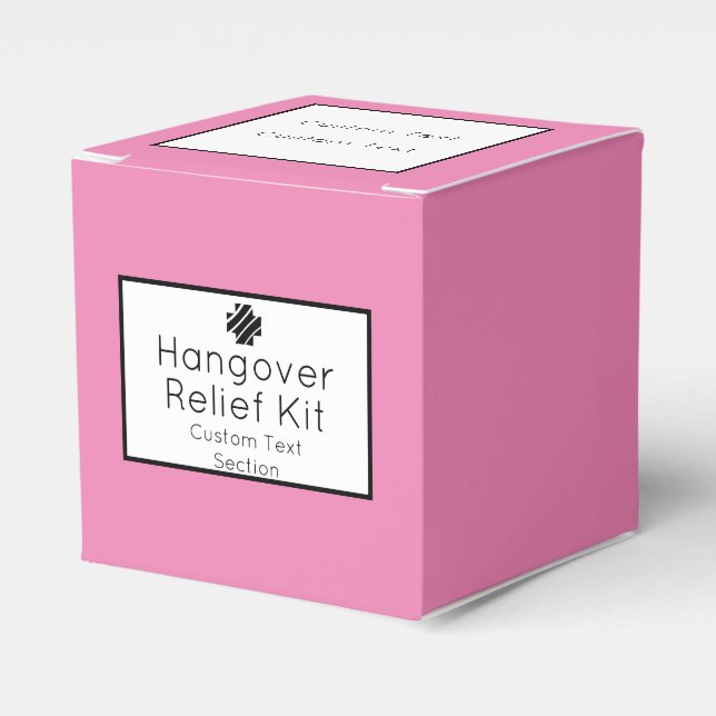 Bright Pink & Black Hangover Relief Kit Favor Boxes (Front Side)