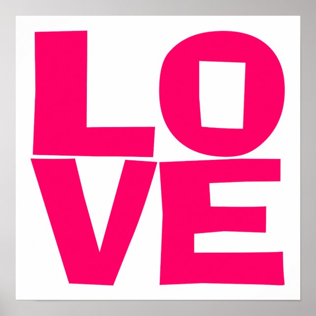 Bright Pink Block Typography Love Poster (Front)