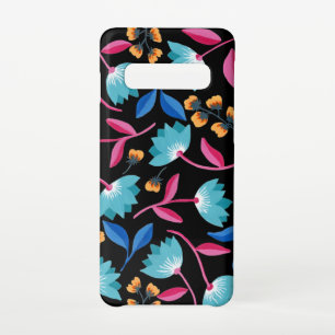 Bright Pink Blue Abstract Floral Samsung Galaxy S10 Case