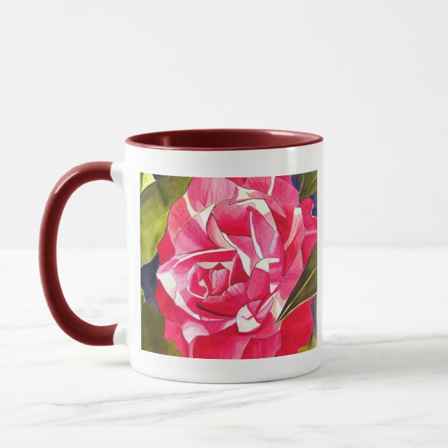 Bright pink Camellia flower Mother's Day mug (Left)