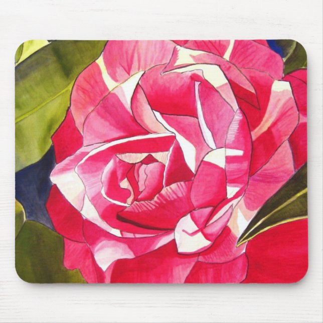 Bright pink Camellia flower Mouse Pad (Front)