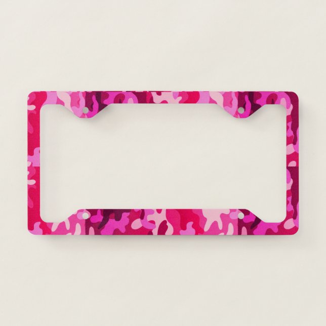 Bright Pink Camo License Plate Frame (Front)