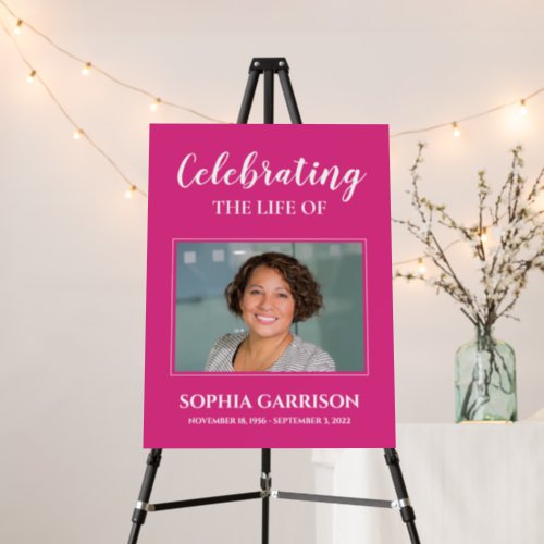 Bright Pink Celebration Of Life Photo Memorial Foam Board