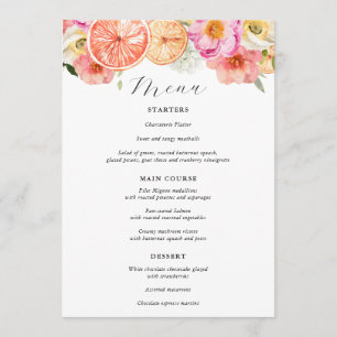 Bright Pink Citrus Wedding Menu