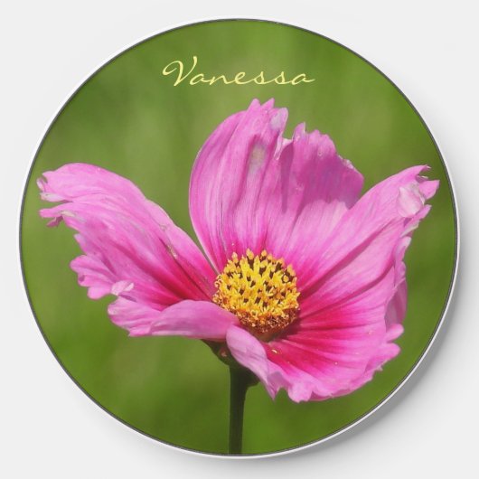 Bright Pink Cosmos Wireless Charger (Front)