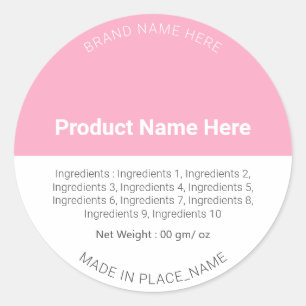 Bright Pink Custom Brand Ingredients Product Label