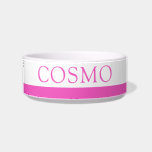 Bright Pink Custom Pet Name Cat Dog Food<br><div class="desc">Add your cat,  dog,  or pet's name to this simple cute,  minimal,  and modern food bowl with a bright deep pink stripe at the bottom. Any color or font can be changed by clicking "customize further" to design your own pet bowl. Coordinating items in the Paper Grape Designer Shop.</div>