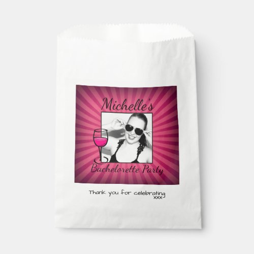 Bright Pink Custom Photo Bachelorette Favor Bag