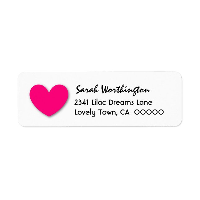 BRIGHT PINK Cute 3D Look Heart A04 Label (Front)