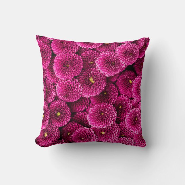 Bright Pink Dahlia Throw Pillow (Front)