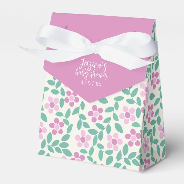 Bright Pink Daisies Baby Shower Favor Boxes (Front Side)