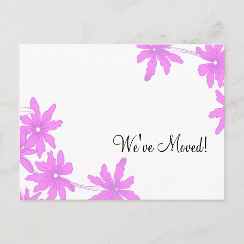 Bright Pink Daisies Change of Address Announcement Postcard
