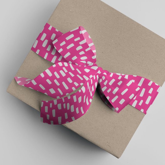 Bright Pink Dashing Grosgrain Ribbon (Bright pink dashing dots ribbon.)