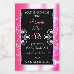 Bright Pink Dazzling Product Labels Diamonds Black