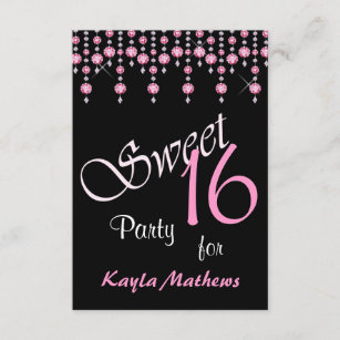 Bright Pink Diamond Curtain Sweet 16 Party Invitation