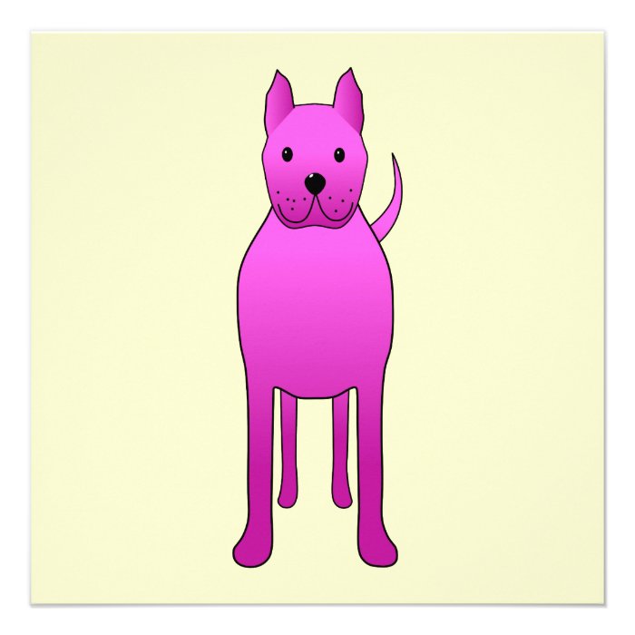 Bright Pink Dog. Cartoon. Illustration. Custom Announcement