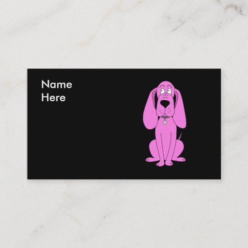 Customizable Bright Pink Dog. Hound Cartoon. Business Card Templates