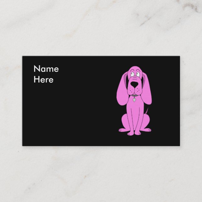 Bright Pink Dog. Hound Cartoon. Business Card (Front)