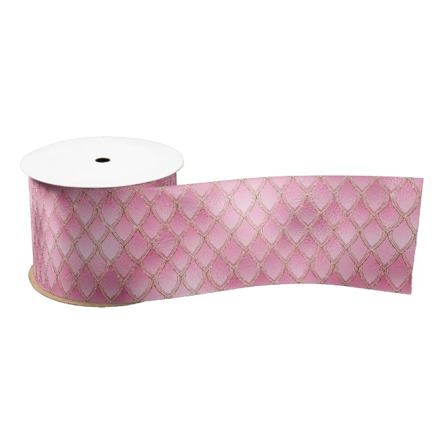 Bright Pink Dragon Scales Satin Ribbon (Spool)